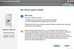 Nokia N97 Firmware Update V11.0.021 available.