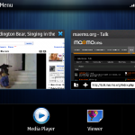 N900 Mer UI – Portrait, New task switcher and dock.