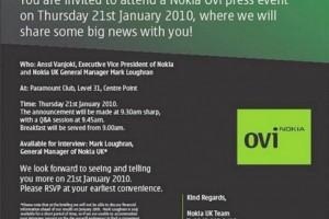 What on earth is happening Tomorrow on Thursday, 21st January 2010?! What's Nokia/Ovi got cooking?