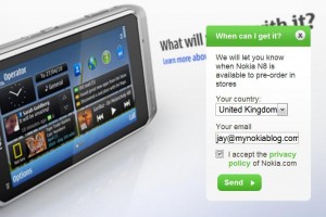Nokia N8 Pre-Order notifications from Nokia.com
