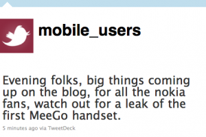 Leak of first Nokia MeeGo handset coming soon