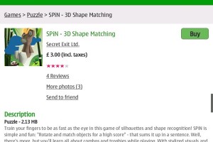 Video: SPiN – 3D Shape Matching available at the Ovi Store (from Secret Exit, makers of Zen Bound)