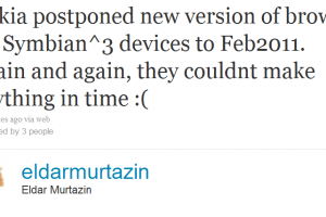 @EldarMurtazin says New Symbian^3 Browser delayed until Feb 2011