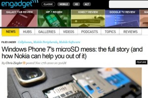 Nokia N8 Saving Engadget Editor’s WP7-killed microSD Story on Engadget