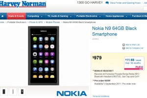 Nokia N9 September 5th at Harvey Norman (Australia)