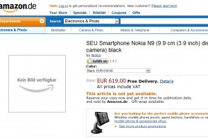 Nokia N9 at Amazon.de (Germany)