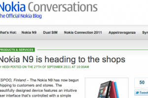 Nokia N9 heading to the shops says Nokia Conversations (Finland from October 13)