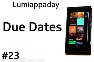 Lumiappaday #23: Due Dates demoed on the Nokia Lumia 800