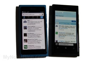 Video: Mobile Twitter web app vs mobile web (demoed with Nokia N9 and Nokia Lumia 800)