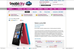 Nokia Lumia 800 on sale at mobicity.com.au