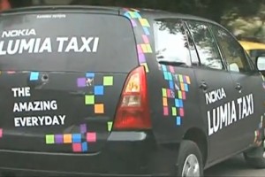 Samsung brings out Omnia Taxis in response to Lumia taxis and parks them outside Nokia Stores?