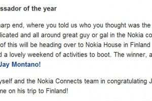 We’re going to Finland? Thanks for voting in the Nokia Community Ambassador awards!
