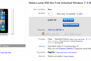 White Lumia 900 For Grabs on Ebay Â£499.99