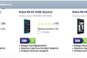 Nokia N9 16GB for 299 EUR at Gigantti.fi