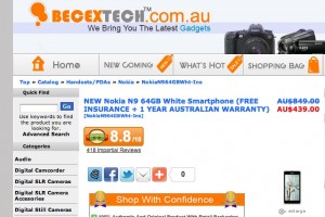 Unicorn White Nokia N9 64GB for 439AUD/279GBP?