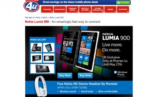 Nokia Lumia 900 available at Phones4U UK (Free Monster Nokia Purity HD)