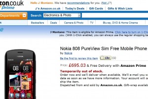 Nokia 808 PureView listing at Amazon UK