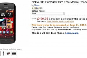 Nokia 808 PureView on Amazon UK drops in price, dated for 21st June
