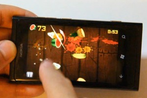 Lumiappaday #170: Fruit Ninja demoed on the Nokia Lumia 800 XboxLive