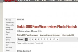 GSM Arena’s Nokia 808 PureView 10 page ReView