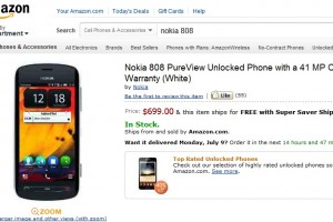 Nokia 808 PureView available on Amazon with Free Super Saver Shipping