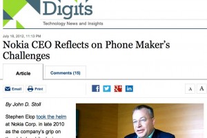 WSJ interviews Stephen Elop – bringer of the PureView? Reflection on Nokia’s challenges.