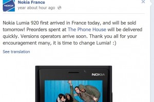 Nokia Lumia 920 shipped to France, Available Tomorrow