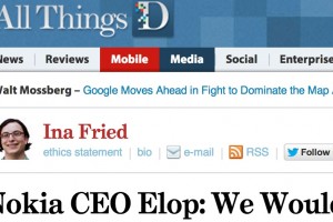 Stephen Elop interviewed at All Things D: Nokia not a white box manufacturer