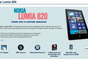 Nokia Lumia 820 coming to Carphone Warehouse, expected November 2012