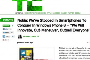 Nokia: “We Will Innovate, Out-Maneuver, Outsell Everyone” – TechCrunch (Possibly WP for Asha?)