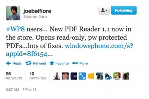 Lumiaappdates: PDF Reader 1.1 (WP8) gets new features and fixes.