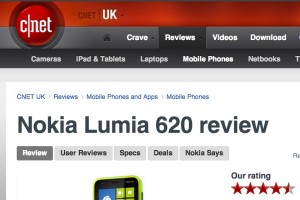 More love for the Nokia Lumia 620. CNet and Pocket-lint give 4.5 stars out of 5!