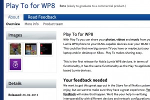 Play to for WP8 released at Nokia Beta Labs #DLNA sharing