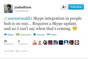 Skype integration in People Hub coming to WP