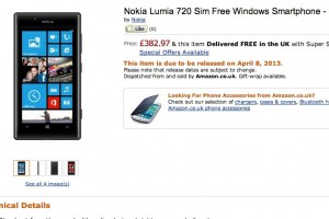 Amazon UK indicates Nokia Lumia Release date for April 8th 2013  (Possibly April 1 from Unlocked-Mobiles)