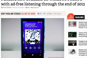 Pandora now available fo WP8, available with ad-free listening – “the best way of listening on a smartphone”