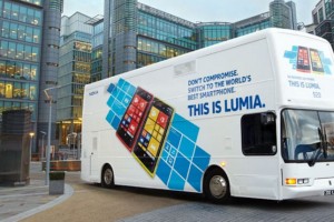 Nokia Lumia double-decker bus touring Britain