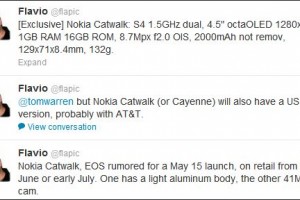 Rumours: Nokia EOS 41MP; Nokia Catwalk specs, OctaOLED, 8.4mm slim, 2000mAh, f2.0 with OIS, May 15th