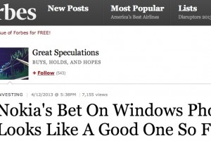 Forbes says Nokia’s Windows Phone Bet now looks like a Good One so far