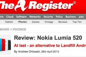 TheRegister: Nokia Lumia 520 Review, “At last – an alternative to Landfill Android”