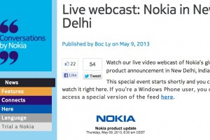 Live Webcast of Nokia New Delhi India event