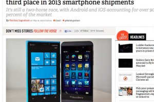 Windows Phone overtakes BlackBerry – now third place in smartphone shipments