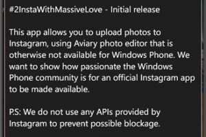 #2InstaWithMassiveLove Brings Instagram Uploads to WP 7& 8 (Free)