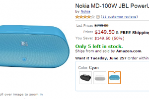 JBL PowerUp (MD-100w) Back in Stock at Amazon for $149 (Cyan)