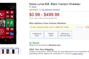 Lumia 928 Listed at 99 Cents on Amazon