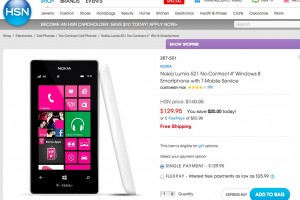 4″ Nokia Lumia 521 No Contract, 129.95USD at HSN