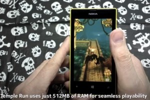 Temple Run demoed on Nokia Lumia 520/620/720-Officially working on 512MB lumia (+ get around 1GB restriction hack)