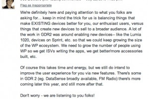 Joe Belfiore ‘We’re listening..more updates this year after GDR2’, response on WP’s lack of major OS updates