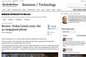 Seattle Times on the Nokia Lumia 1020, “youâ€™ve got the hottest machine on the block.”