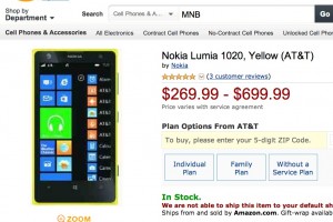 Nokia Lumia 1020 on Amazon.com for $269.99